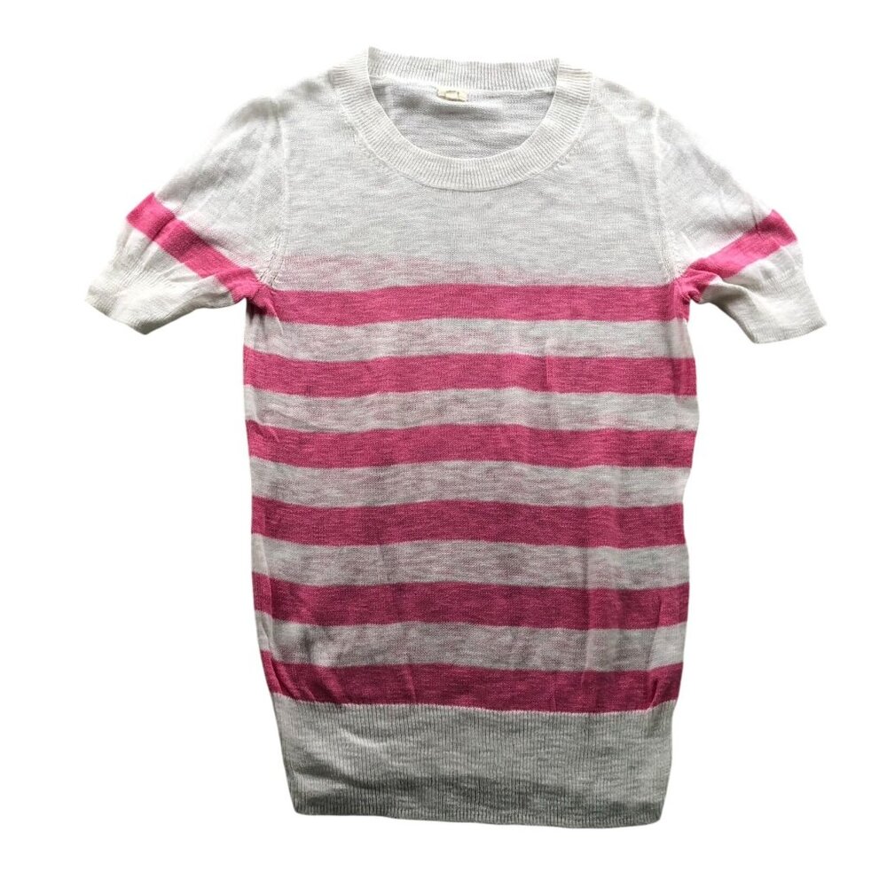 J.Crew Womens Tunic Sweater Medium Crew Neck Striped 100% Cotton Lightweight